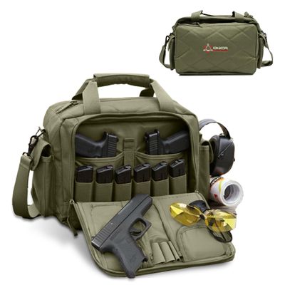 Gun Range Bags for Handguns and Ammo  Tactical Shooting Bag can Fits 3+ Pistols  Compact Gun Carrying Case with Durable Double Stitching Lockable YKK Zippers, Magazine Storage & Shoulder Strap