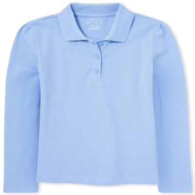 The Children's Place Girl's Long Sleeve Pique Polo, Daybreak, XX-Large