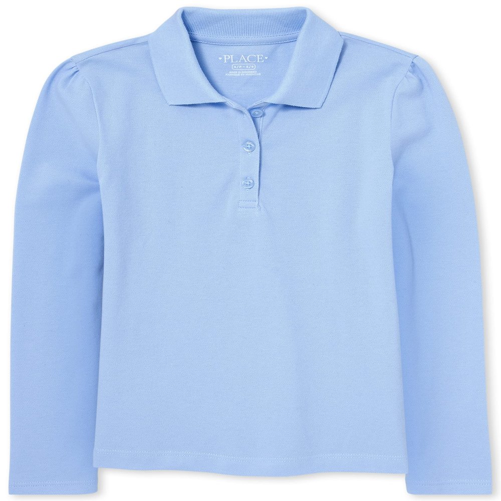 The Children's Place Girl's Long Sleeve Pique Polo, Daybreak, XX-Large