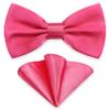 SYAYA Bow Ties for Men, Silk Formal Tuxedo Bow Tie for Boy, Tux Bowtie For Wedding U-SY-B2 (Hot Pink - Bow Tie & Handkerchief Set) view 1