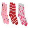 BAKK Enterprise Womens' Valentine Crew Socks 3 Pair (Hearts & Stripes) view 1