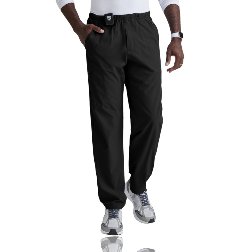 BARCO One Amplify Classic Fit Scrub Pant for Men Black, 7-Pocket Pants w/ 360 Spandex Stretch, Moisture Wicking, Anti-Static and Quick-Shed XS, Shot Fit