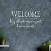 Welcome May all who enter as guests leave as friends Wall Decal Quotes and Sayings Vinyl Wall Art Home Decor Sticker (WHITE) view 1