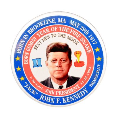Pack-1 John F. Kennedy (Gemini Fire Snake) 35th President Pin-Back Button (2.25")