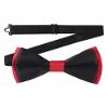 AWAYTR Men's Pre Tied Bow Ties for Wedding Party Fancy Plain Adjustable Bowties Necktie (Black&red) view 1