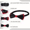 AWAYTR Men's Pre Tied Bow Ties for Wedding Party Fancy Plain Adjustable Bowties Necktie (Black&red) view 2