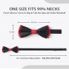 AWAYTR Men's Pre Tied Bow Ties for Wedding Party Fancy Plain Adjustable Bowties Necktie (Black&red) view 3