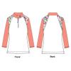 Monterey Club Women's Fountain Floral Print Block 3/4 Sleeve Zip Top #2347 (White/Peach Pink, Small) view 2