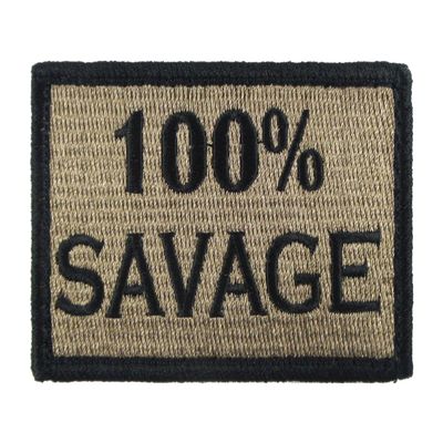 100% Savage Hook and Loop Fully Embroidered Morale Tags Patch (Coyote and Black)