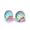 12mm Rainbow Iridescent Mermaid Dragon Scale Stud Earrings Stainless Steel or Titanium Posts (Stainless Steel Posts) view 1