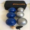 BuyBocceBalls Listing -73mm Metal Petanque and Boules 6 Ball Set with 3 Plain Grind Sand and 3 Blue Balls and Black Bag view 3