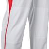 Champro Triple Crown OB2 Open-Bottom Loose Fit Baseball Pants with Adjustable Inseam and Reinforced Sliding Areas, White,Scarlet, Large view 2