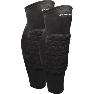 CHAMPRO Tri-Flex Padded Compression Shin Sleeves, Large, Black