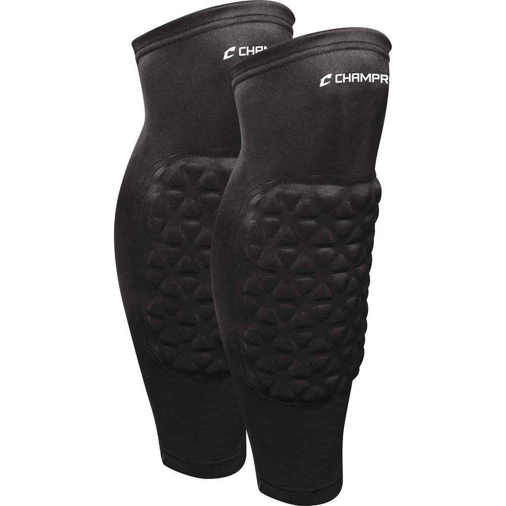 CHAMPRO Tri-Flex Padded Compression Shin Sleeves, Large, Black