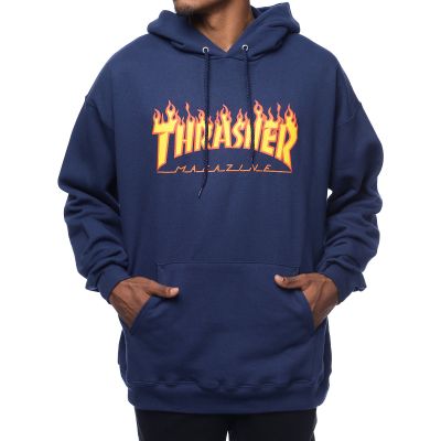 Thrasher Flames Medium Navy Hoodie Mens