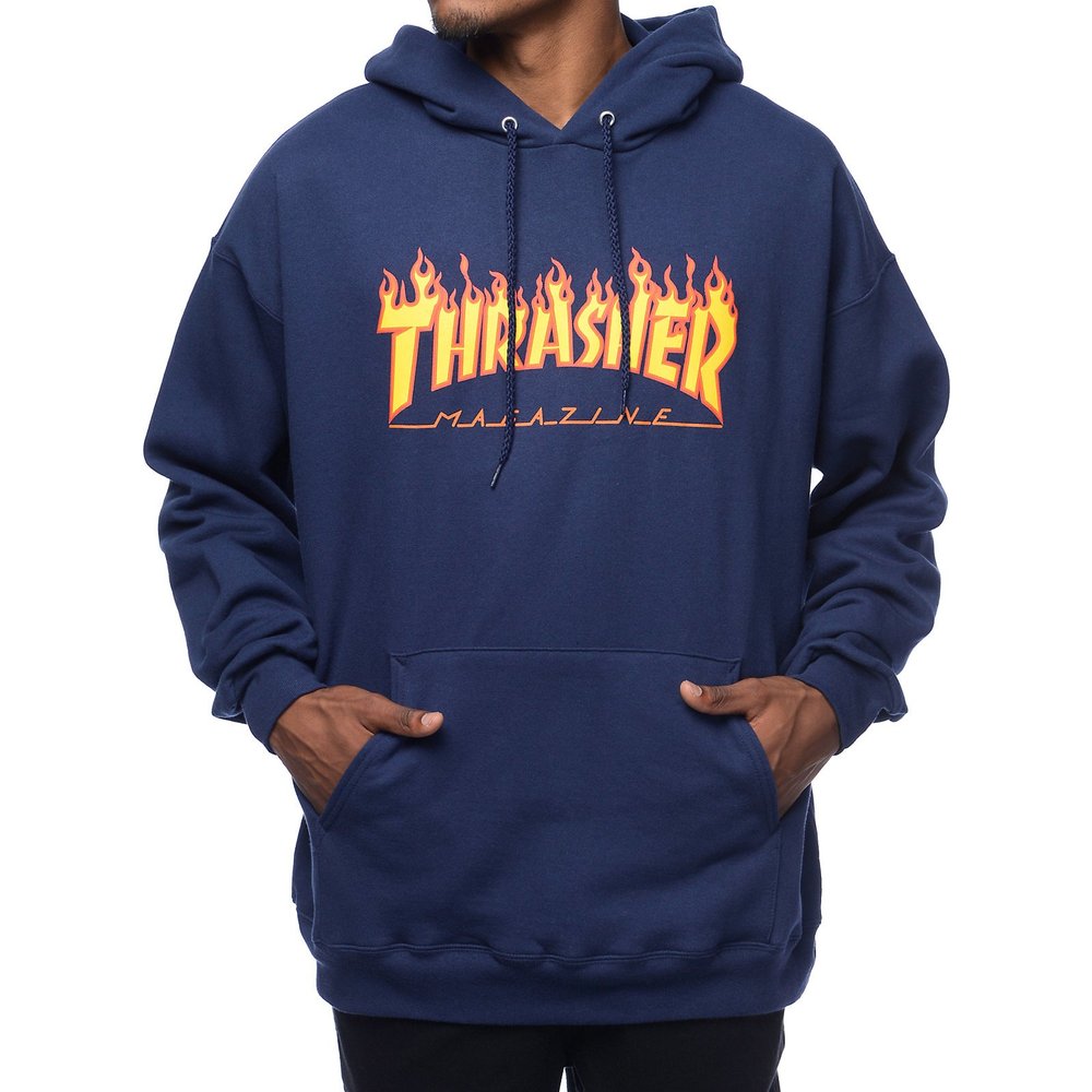 Thrasher Flames Medium Navy Hoodie Mens