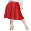 Urban CoCo Women's Knee Length A Line Midi Skirt Casual Work Elastic High Waisted Skirts with Pockets Red view 2