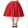 Urban CoCo Women's Knee Length A Line Midi Skirt Casual Work Elastic High Waisted Skirts with Pockets Red view 3