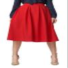 Urban CoCo Women's Knee Length A Line Midi Skirt Casual Work Elastic High Waisted Skirts with Pockets Red view 4