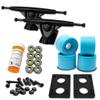 Yocaher Longboard Skateboard Trucks Wheels Combo Set 71mm Wheels + 7"/180mm Heavy Duty Aluminum Black Trucks, Bearing, Riser Pad, and Skateboard Longboard Cruiser Hardware view 1