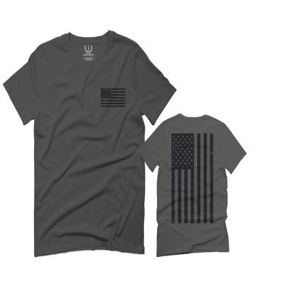 0021. Vintage American Flag United States of America Military us USA Patriotic Style for Men T Shirt (Charcoal, 2X-Large)