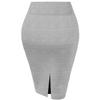 Hybrid & Company Women's Premium Nylon Ponte Stretch High Waist Pencil Suit Skirt Below Knee KSK45002 1073T Heather GR L view 2