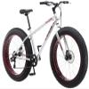 Mongoose Malus Mens and Womens Fat Tire Mountain Bike, 26-Inch Bicycle Wheels, 4-Inch Wide Knobby Tires, Steel Frame, 7 Speed Drivetrain Bicycle, Shimano Rear Derailleur, Disc Brakes, Silver/Yellow view 1