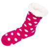 Leisureland Womens Sherpa Lined Knit Winter Fleece Cozy Slipper Socks (One Size, Polka Dots Fuchsia) view 1