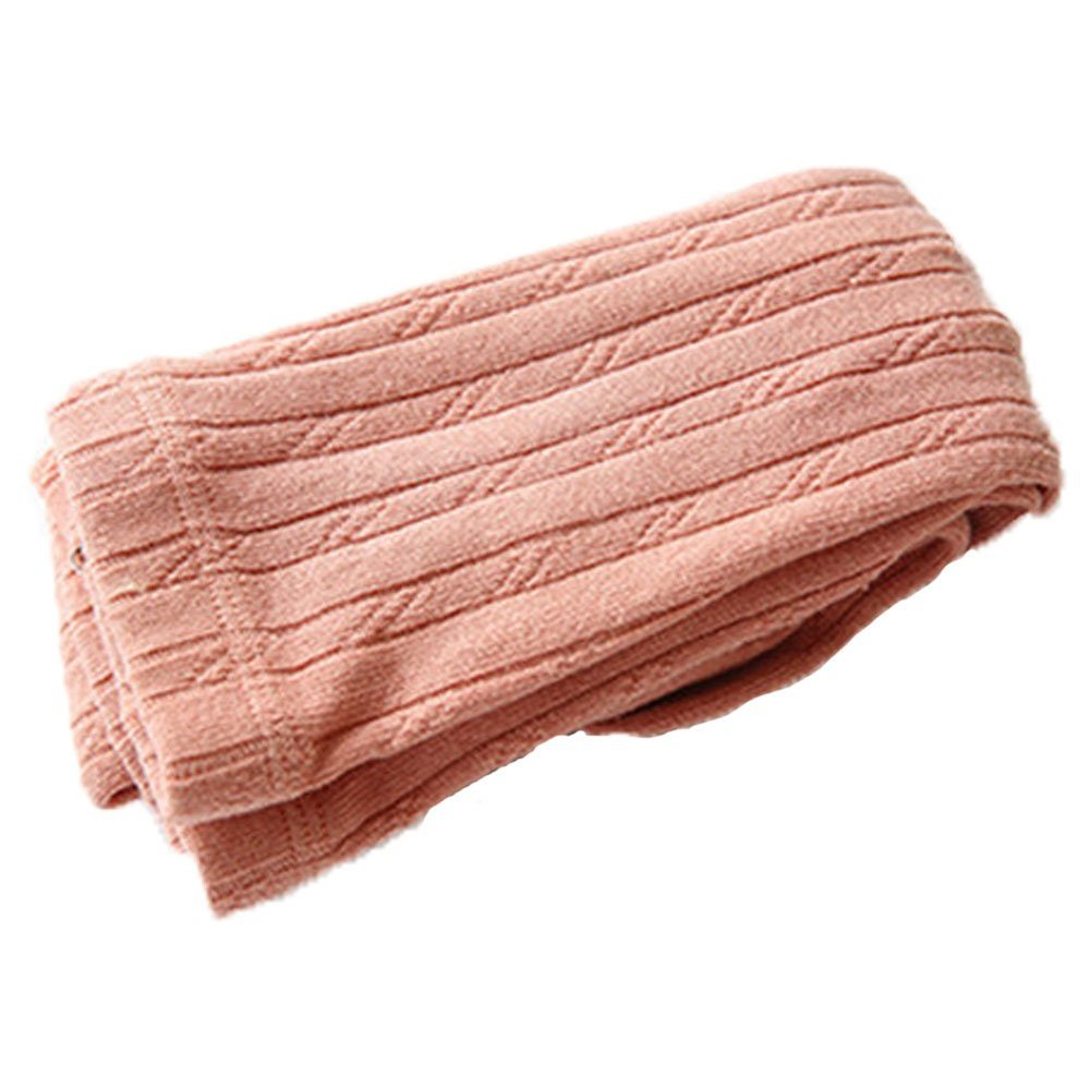 Monvecle Girls' Thick Cotton Stockings Socks Stretch Cable Knit Footed Tights Pink 10-14