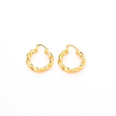 24K Gold Plated Thick Size Round Hoop Earring Jewelry Women Earring