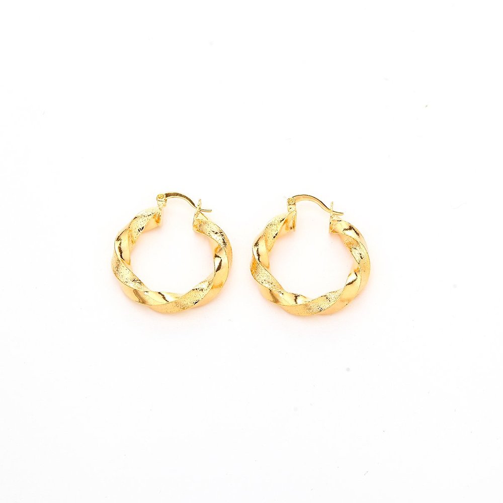24K Gold Plated Thick Size Round Hoop Earring Jewelry Women Earring