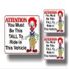 3 You Must Be This Tall to Ride Clown Vinyl Decal Set for Truck with Lift Gas Support Kit Quad Sled Deck or Lifted 4x4 Decals Stickers (CLOWN - 3 Decal Set) view 1