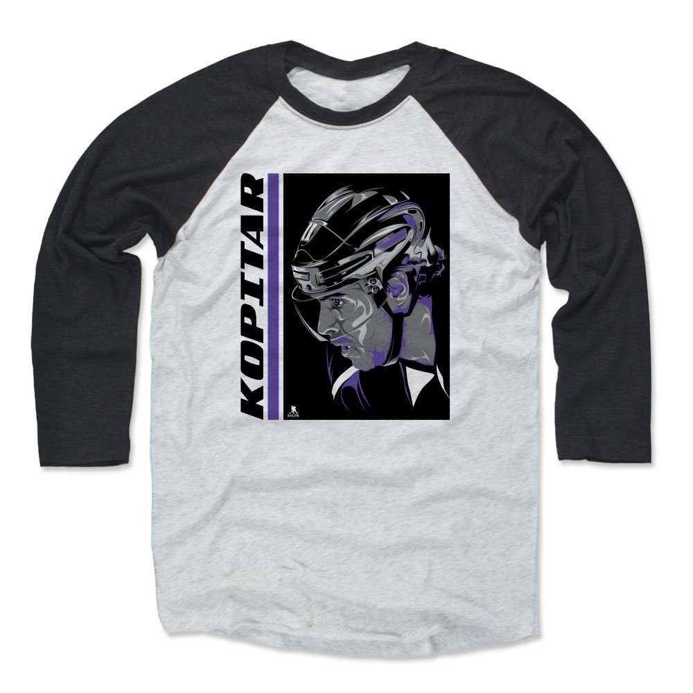 500 LEVEL Anze Kopitar Tee Shirt (Baseball Tee, XXX-Large, Black/Ash) - Los Angeles Raglan Tee - Anze Kopitar Liquefy K