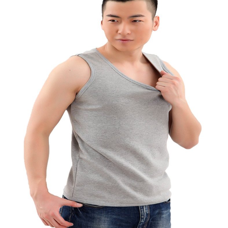 Legou Men's Solid Ultra Soft Thermal Plus Underwear Tank Top Lignht Gray XXXXXXL