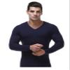 Legou Men's Solid V-Neck Slim Plus Elasticity Underwear Tops Dark Blue XXXL view 1