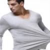 Legou Men's Solid V-Neck Slim Plus Elasticity Underwear Tops Dark Blue XXXL view 3
