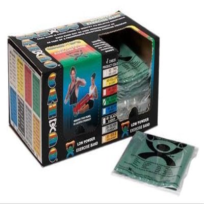 Fabrication Enterprises Cando Lowpowder Exercise Band Precut Foot Strips Medium Green