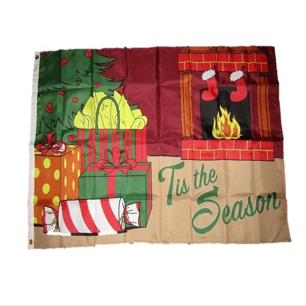 3x5 Merry Christmas Tis The Season Fireplace Gifts Holiday Flag 3'x5' Banner