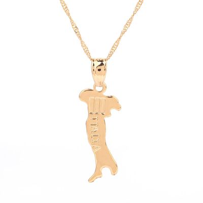 18K Gold Plated Map of Italy Necklace Pendant Jewelry for Italian