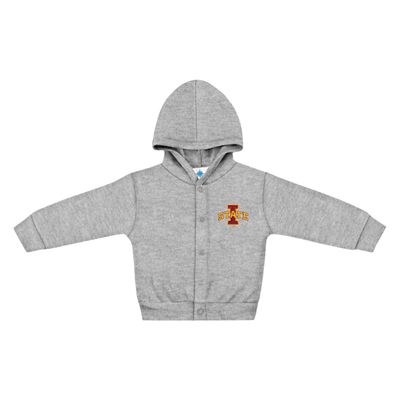Creative Knitwear College Baby NCAA Officially Licensed Snap Hooded Jacket - Iowa State Cyclones Logo - Oxford - 12 Months