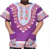 RaanPahMuang Thick Thread Chenamai Cotton Printed Afrikan Dashiki Boubou Shirt, X-Large, Purple view 1