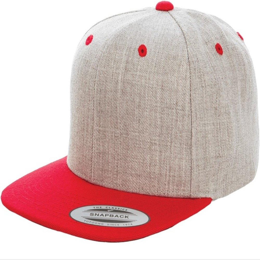 6089M Classic Snapback Pro-Style Wool Cap by Flexfit (Heather/Red)