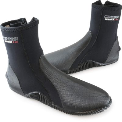 Cressi Minorca Long 3 mm Crew Diving Boots, Black/Black, US Men's 14 US Ladies' 15