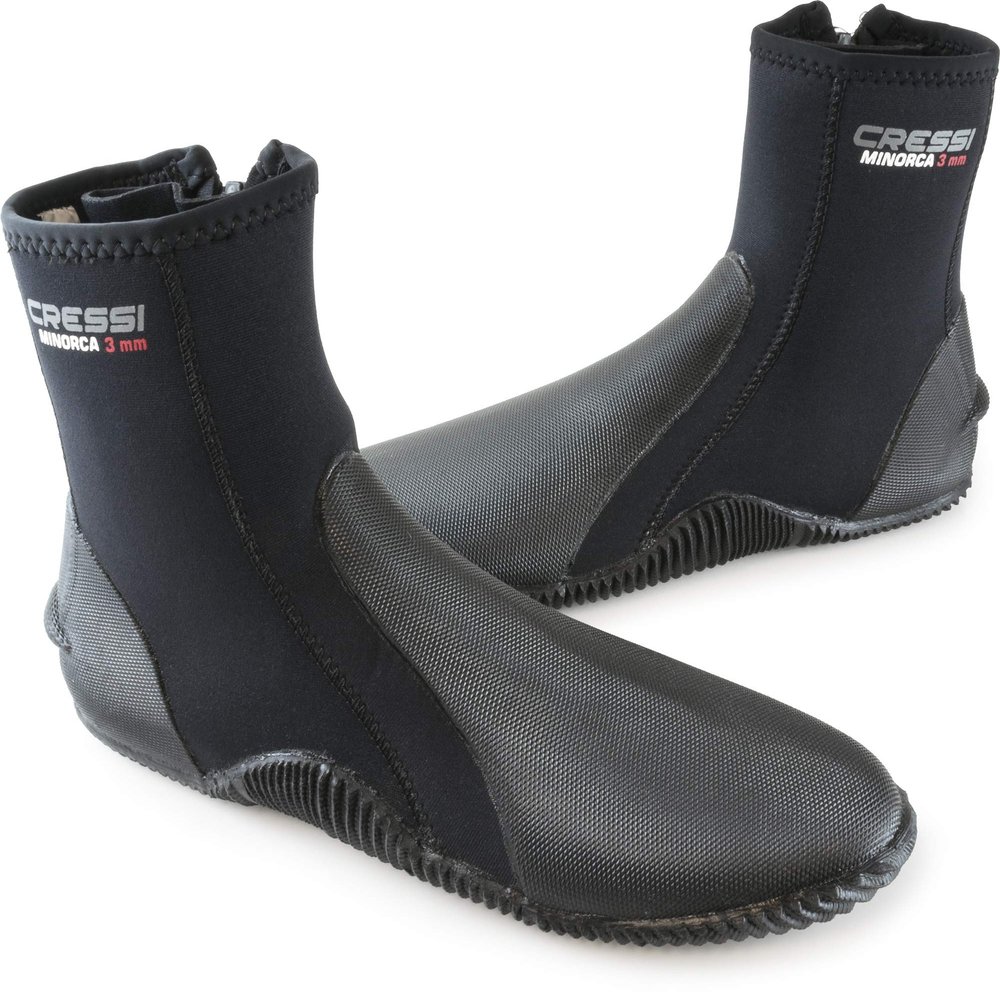 Cressi Minorca Long 3 mm Crew Diving Boots, Black/Black, US Men's 14 US Ladies' 15