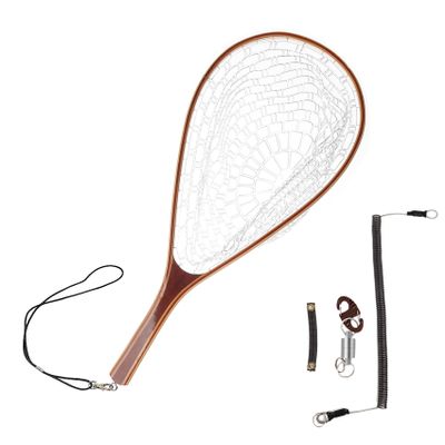 Aventik Fly Fishing Net Landing Wooden Rubber Ghost Net Magnetic Release Catch & Release (HWRN5&Magnet)