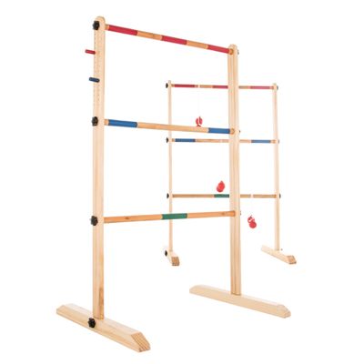 HEY! PLAY! Ladder Toss Game - Outdoor Set with 6 Bolas and Storage Bag - Great Backyard Activity for BBQ or Tailgate - Fun for Kids and Adults (Wood)