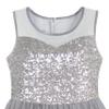 KB11 Girls Dress Gray Sequined Tulle Hi-lo Wedding Party Dress Size 7 view 3