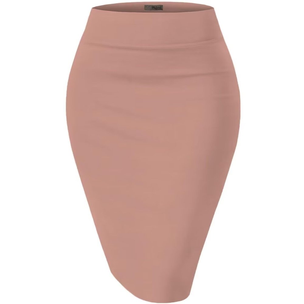 Hybrid & Company Women's Premium Nylon Ponte Stretch High Waist Pencil Suit Skirt Below Knee KSK45002X 1073T Mauve 3X
