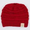 C.C Children Kids Beanie Chunky Thick Stretchy Knit Beanie Pony Tail Hat for Kid Ages 2-5 (MB-847-KIDS) (red) view 2