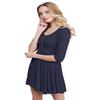 Awesome21 Solid Scoop Neck 3/4 Sleeve Mini Dress Navy Size L view 1